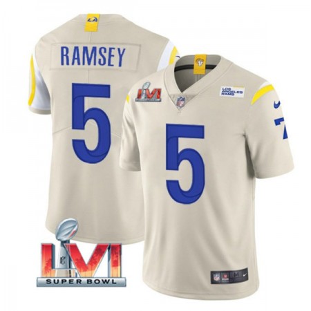 Maillot Homme Los Angeles Rams Jalen Ramsey 5 2022 Bone Super Bowl LVI Vapor Limited
